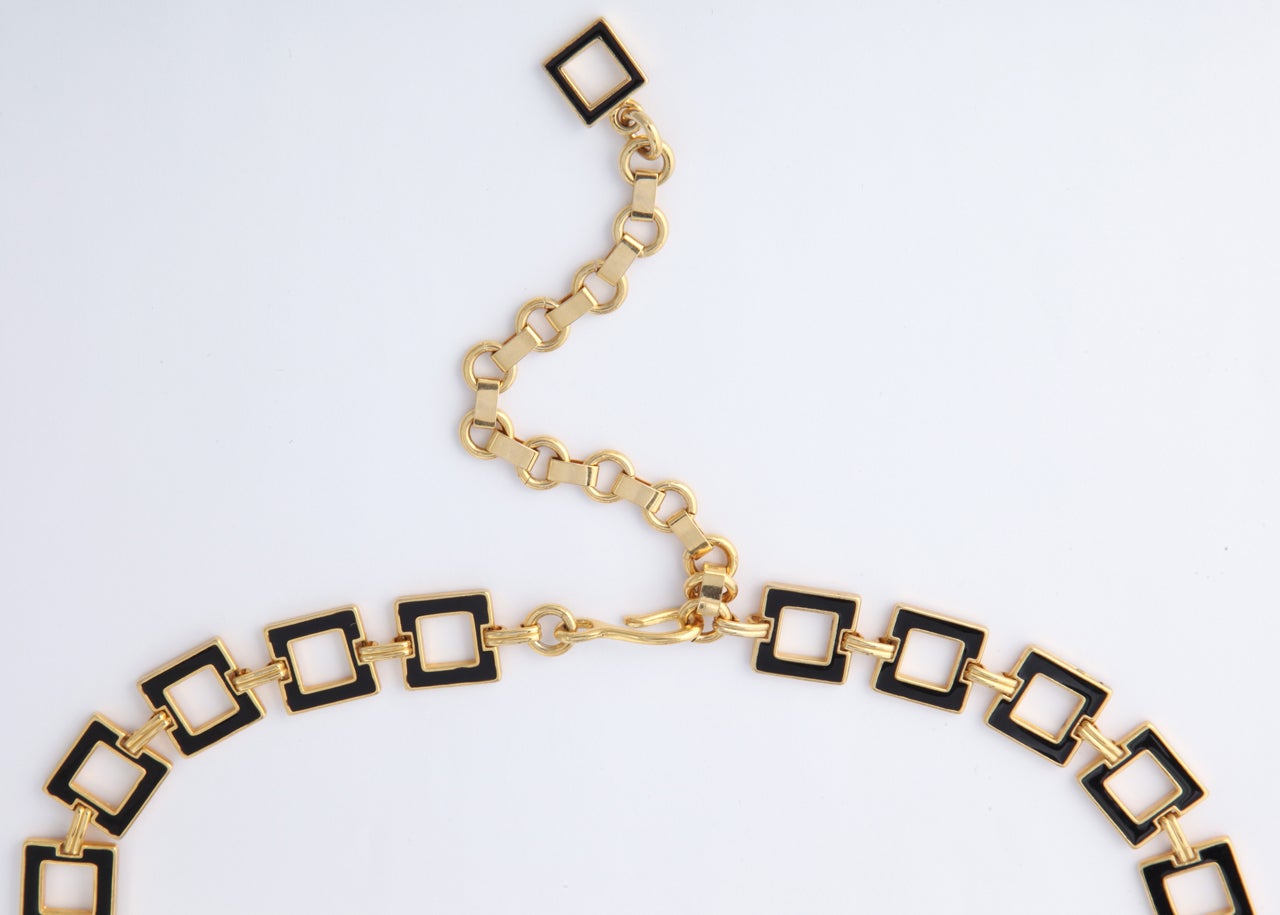 Black Square Link Necklace or Belt For Sale at 1stDibs square chain