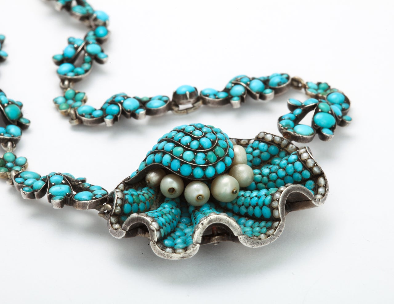 Birth of the Blue: A Magnificent Turquoise and Natural Pearl Necklace 1