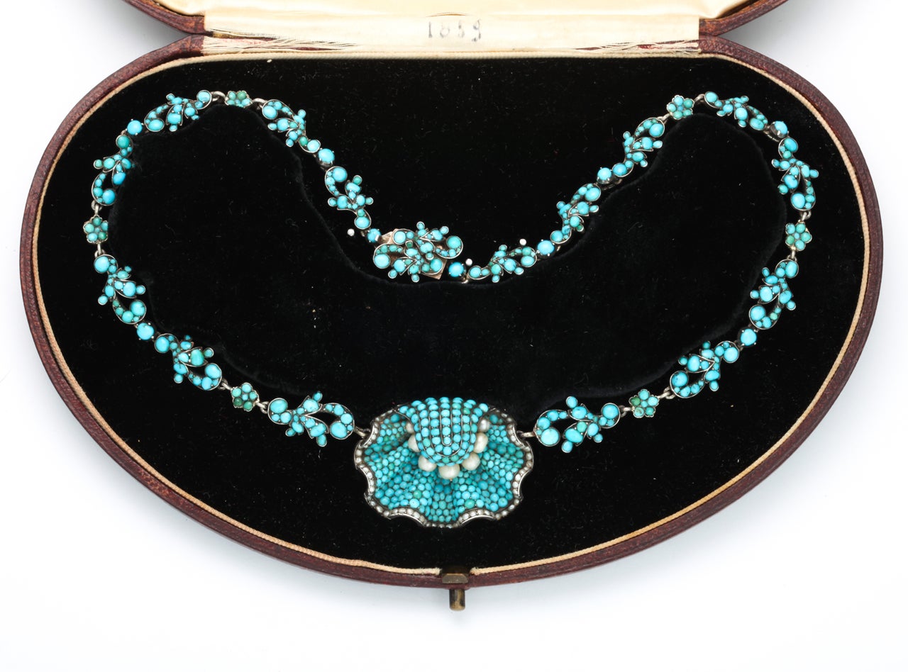 Birth of the Blue: A Magnificent Turquoise and Natural Pearl Necklace 3