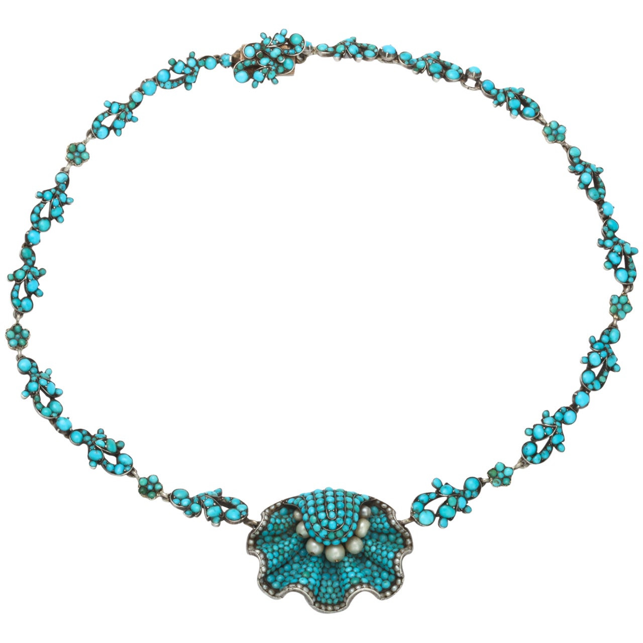 Birth of the Blue: A Magnificent Turquoise and Natural Pearl Necklace