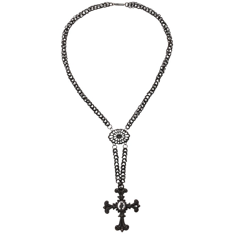 Antique Georgian Berlin Iron Chain and Cross c. 1820-30 For Sale