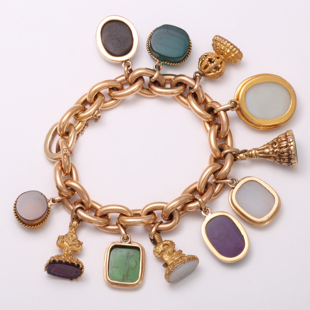 French Bracelet with and Victorian Intaglio Fobs at 1stDibs