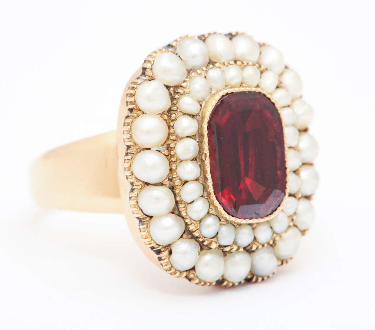 pearl and garnet ring