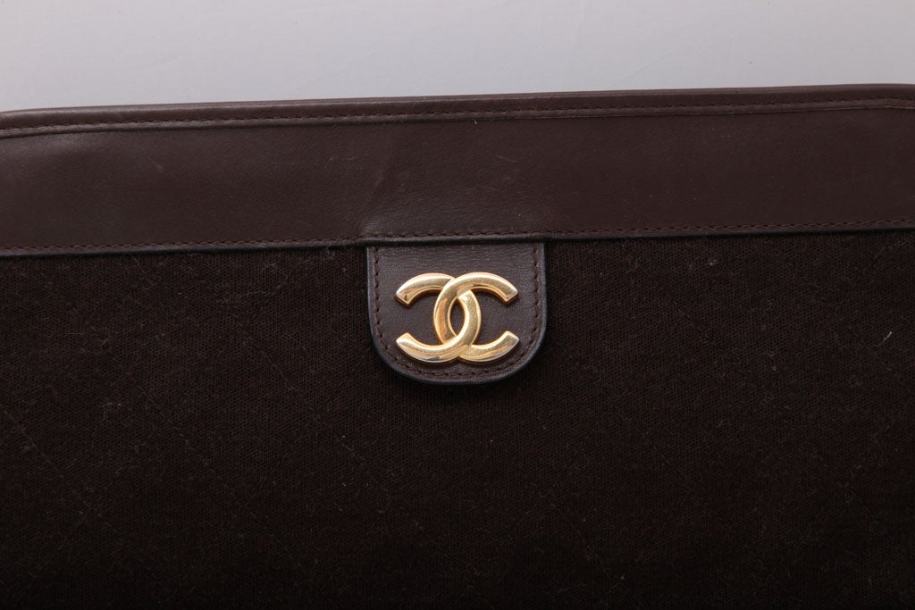CHANEL BROWN QUITED CLUTCH BAG 2
