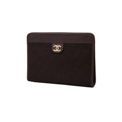 CHANEL BROWN QUITED CLUTCH BAG