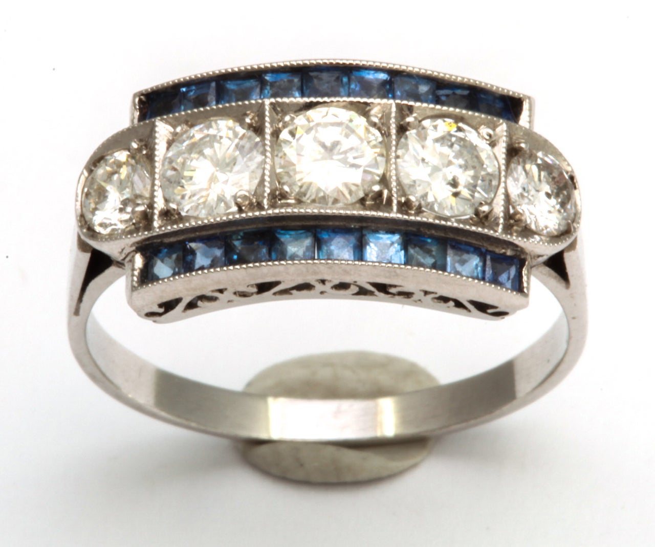 Diamond And Sapphire Platinum Ring