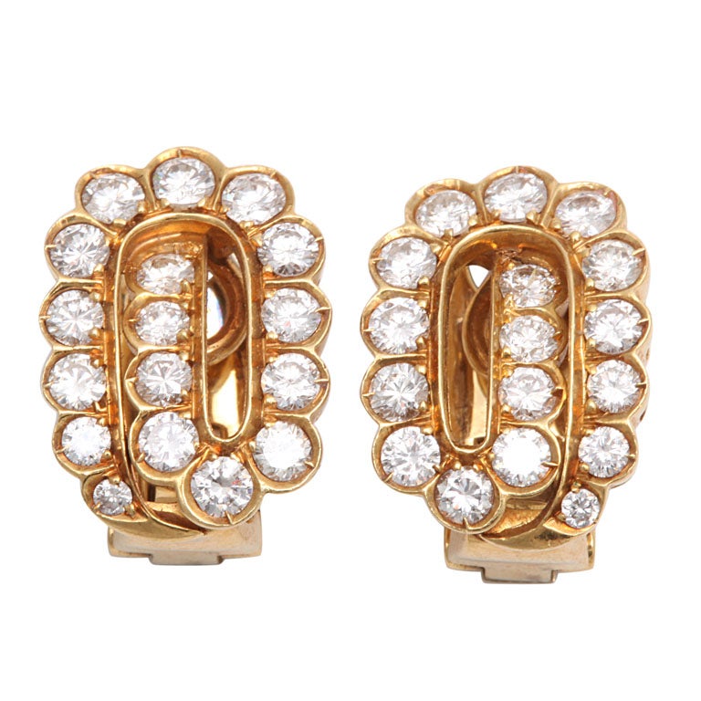 Gold &diamond Clip On Earrings