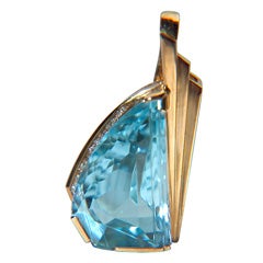 Gold  Setting For  Large Aquamarine  Stone Pendant