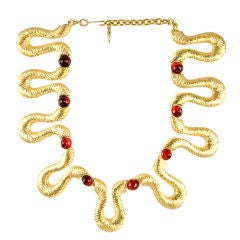 Textured Goldtone Snake Link Necklace