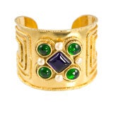 Gold Tone Cuff with Poured Glass and Pearl Accents by Chanel