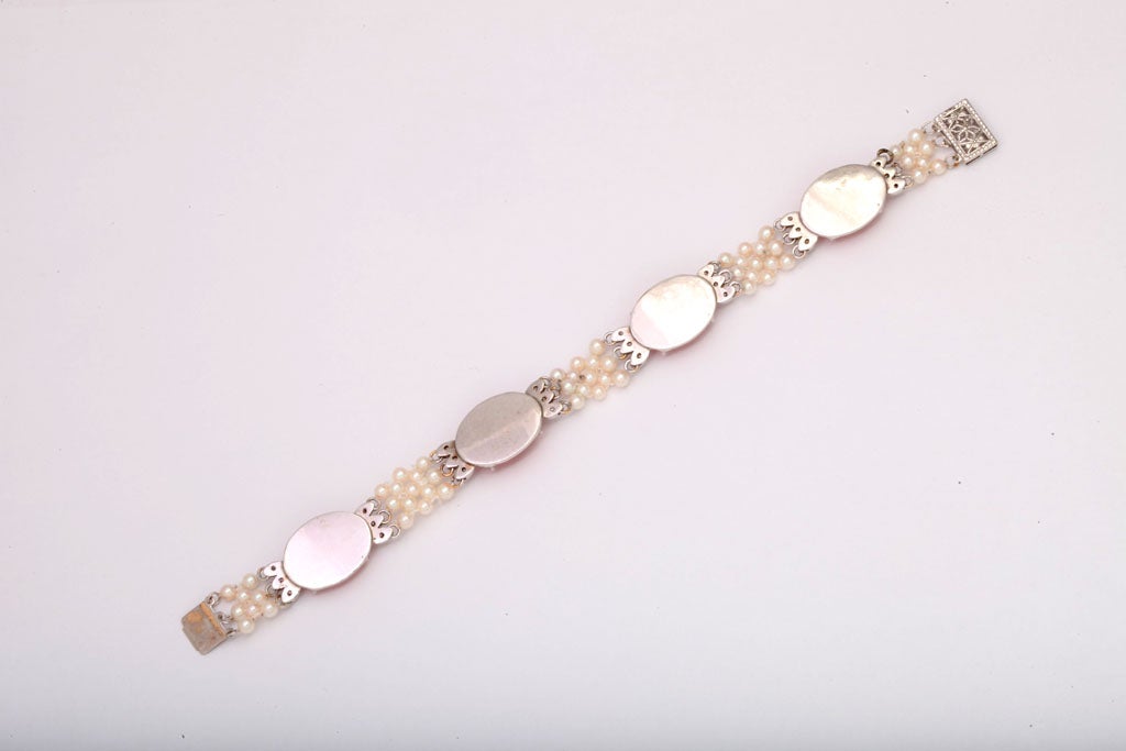  Coral Diamond & Pearl Bracelet In Good Condition In New York, NY