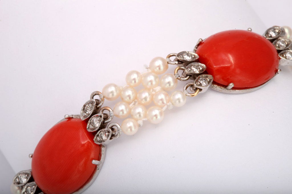  Coral Diamond & Pearl Bracelet 1