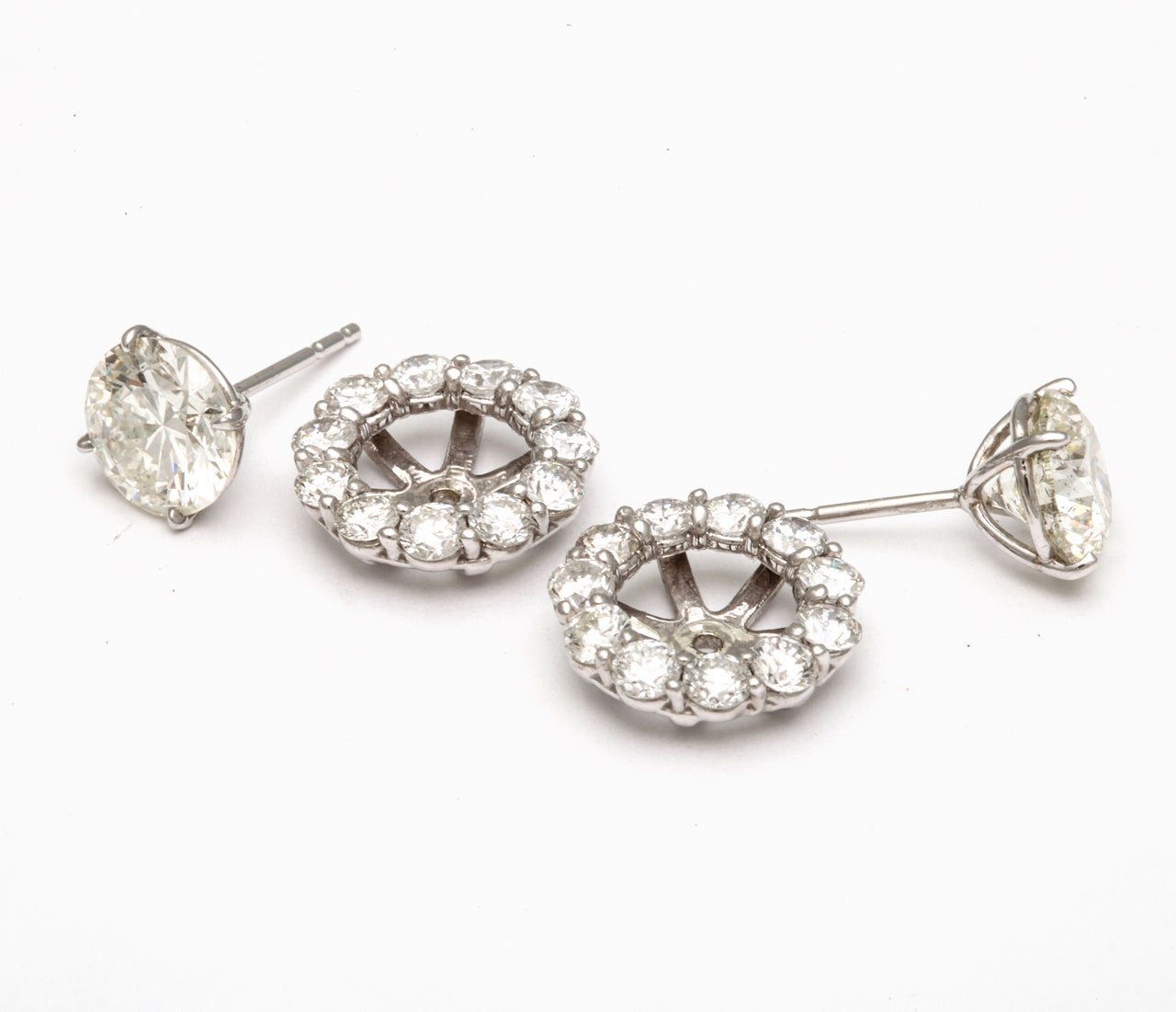 Bold Diamond Stud Earrings with Diamond Jackets In Excellent Condition For Sale In New York, NY