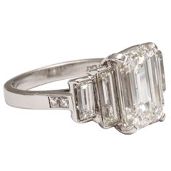 GIA Certified Emerald Cut & Baguette Engagement Ring