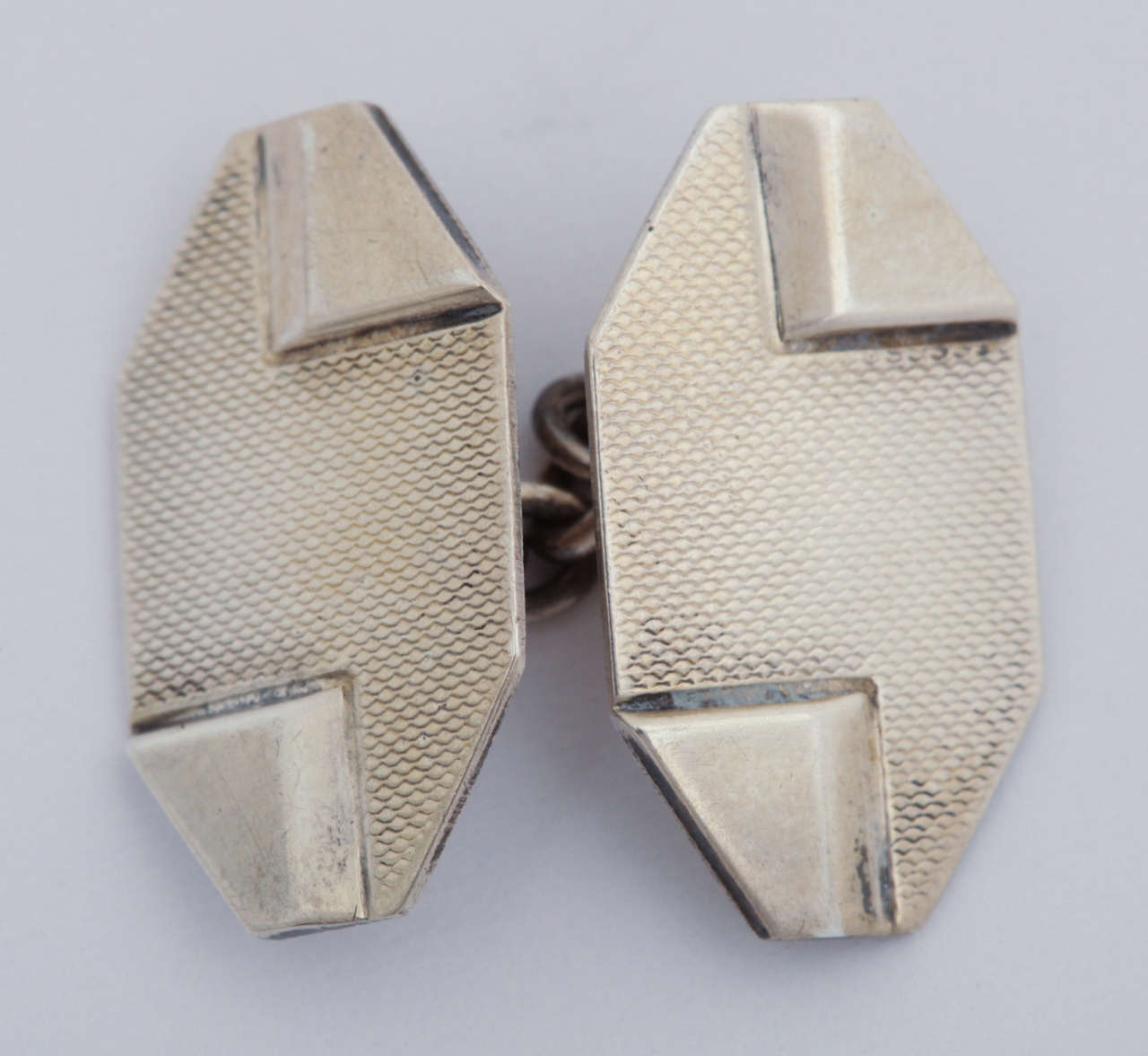 1920s-1930s Art Deco Silver Cufflinks For Sale 1