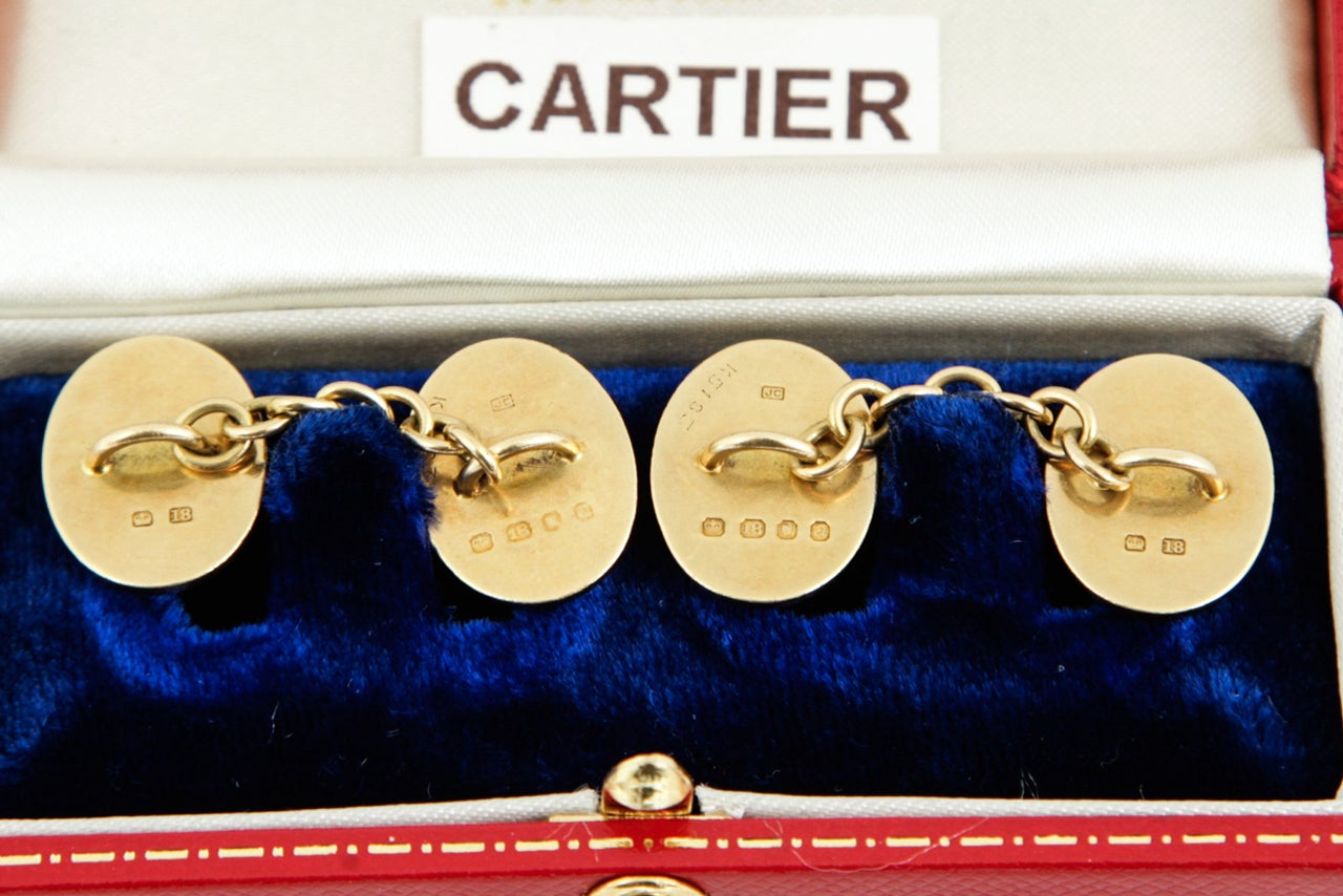 Women's or Men's Cartier Yellow Gold Oval Nugget Cufflinks