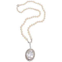 Diamond & Faceted Kunzite Pearl Necklace 1