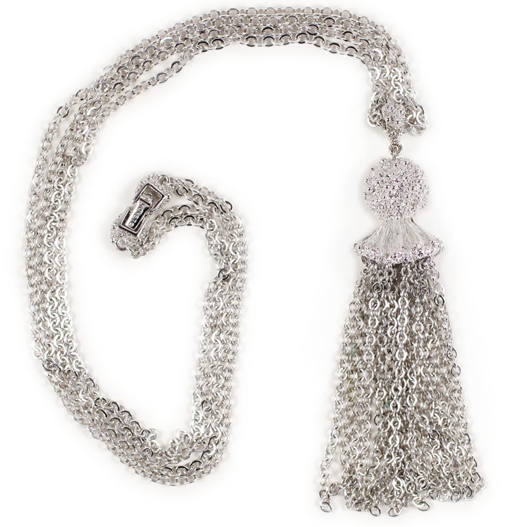 Monet Silvertone Tassel Pendant Necklace, Costume Jewelry