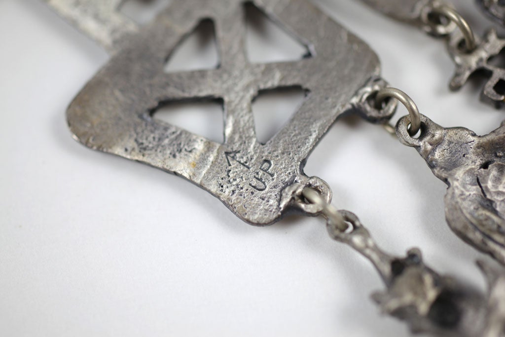 Pewtertone Chinese Character Pendant Necklace, Costume Jewelry For Sale