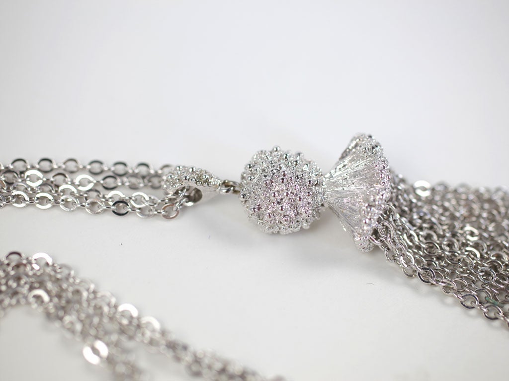 Silvertone Tassel Pendant Necklace For Sale at 1stdibs