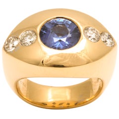 1980's VERDURA Tanzanite, Diamond and Gold Ring