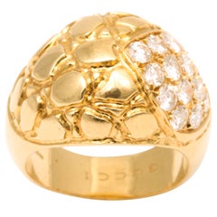Vintage 1970's GUCCI Gold And Diamond Cocktail Ring