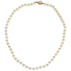 Vintage Mid-Century Cultured Pearl Necklace with Gold Clasp