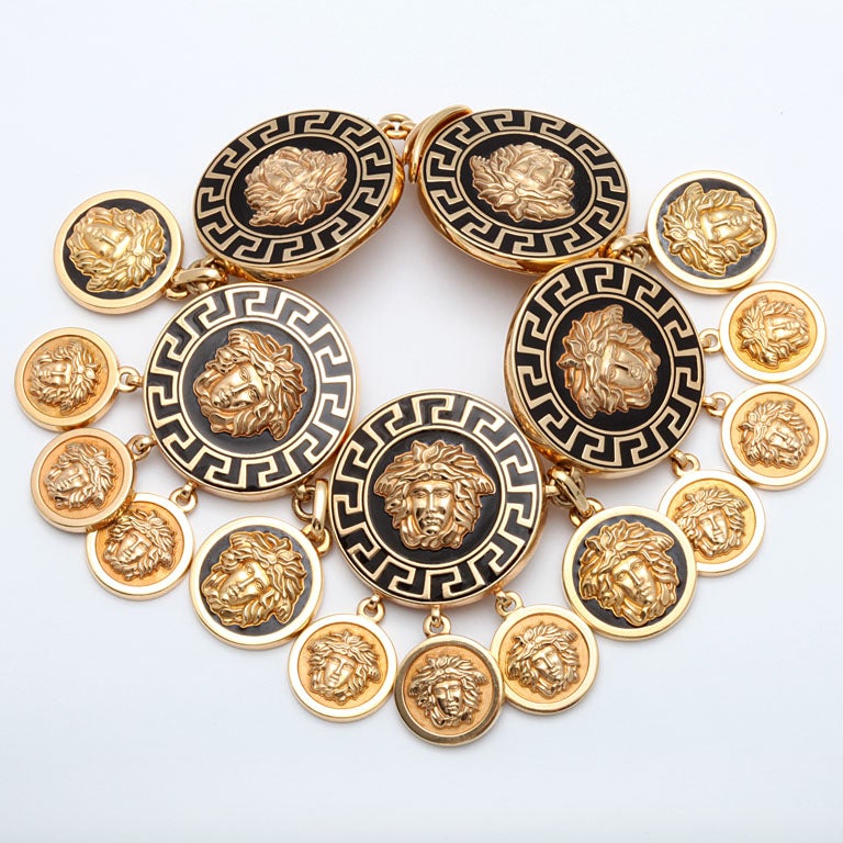 VERSACE Gold And Black Enamel Gypsy Style Bracelet