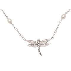 TIFFANY AND COMPANY Dragonfly Pendant With Pearl Chain