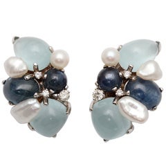 SEAMAN SCHEPPS Multi Colored Stones Earrings With Diamonds