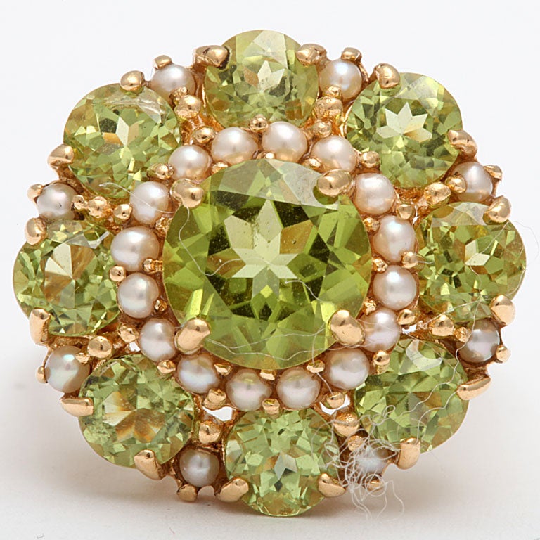 Peridot and Pearl Cocktail Ring