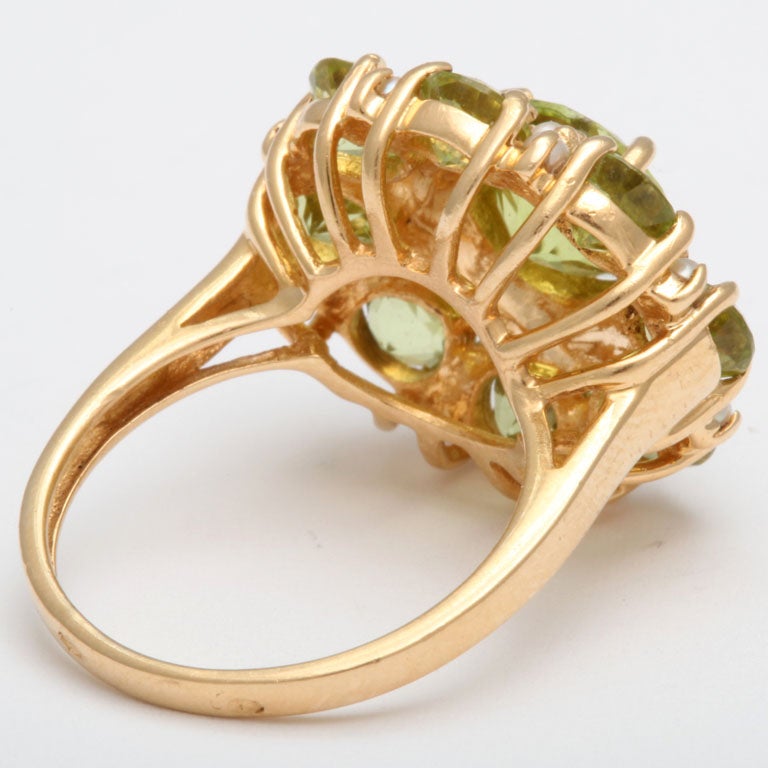 Women's Peridot and Pearl Cocktail Ring For Sale