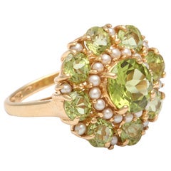 Peridot and Pearl Cocktail Ring