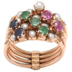 Pink Gold ring with Gemstones