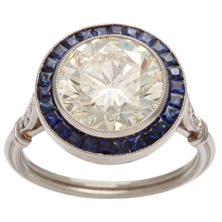 Diamond and Sapphire Target  Ring  at 1stdibs