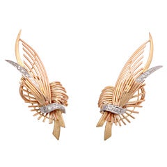 Retro Diamond Gold Floral Inspired Bouquet Earrings 12