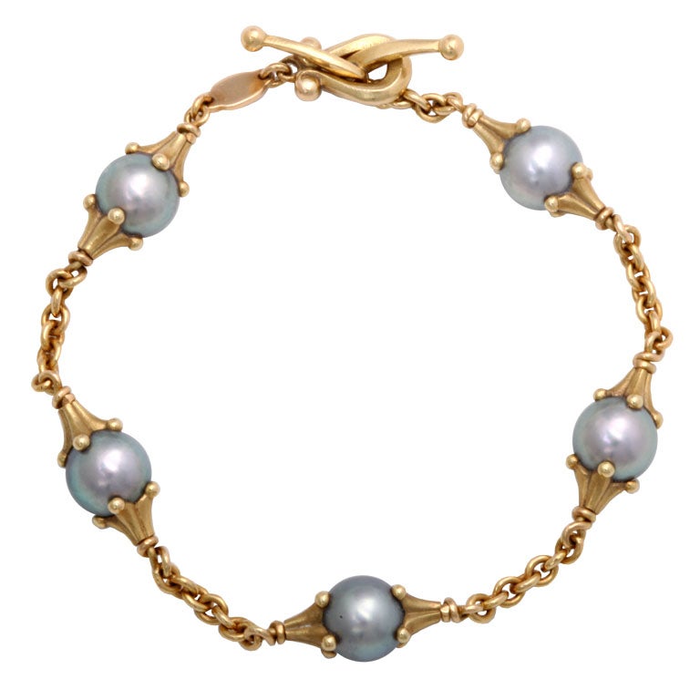 PAUL MORELLI 18K and Grey Pearl Bracelet from Neiman Marcus at 1stDibs