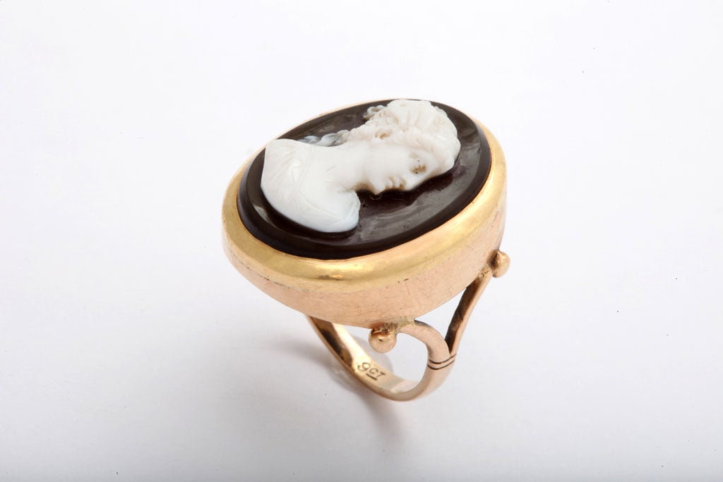 Victorian Psyche Raised in a Sardonyx Cameo Ring