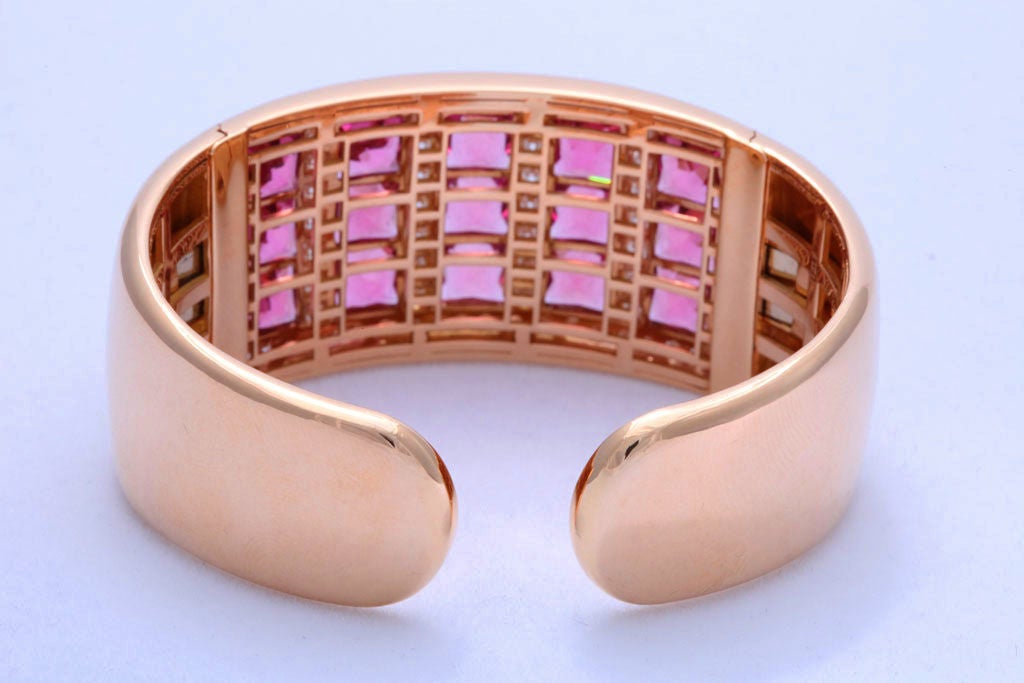 Rose Gold and Pink Tourmaline, Diamond Bracelet 1