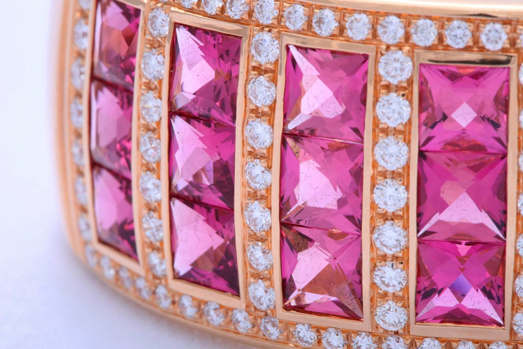 Rose Gold and Pink Tourmaline, Diamond Bracelet 2