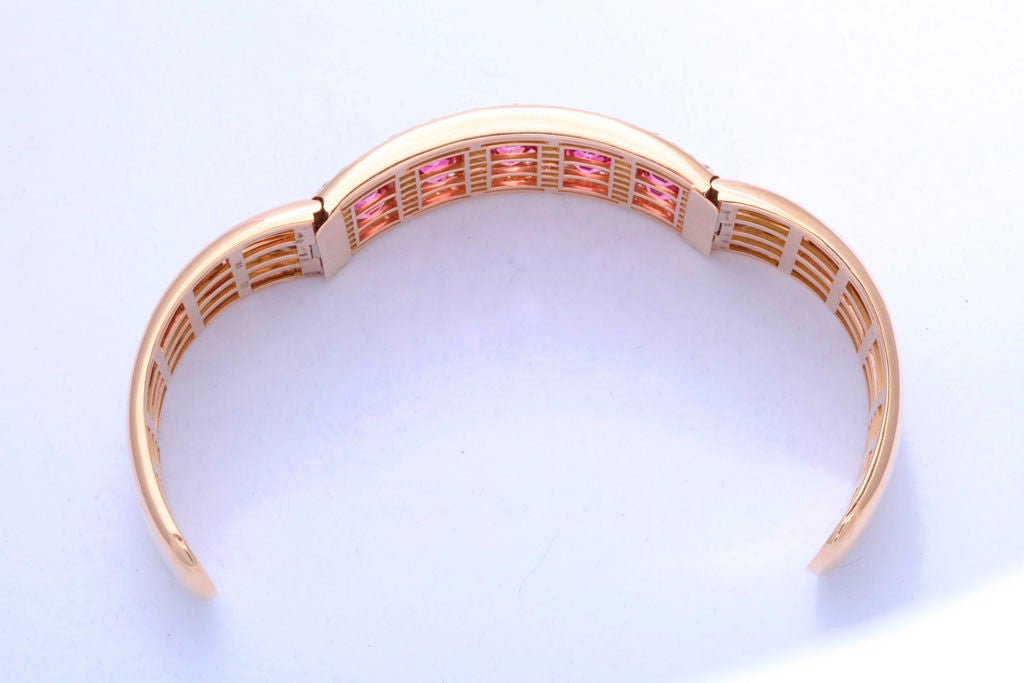 Rose Gold and Pink Tourmaline, Diamond Bracelet 4