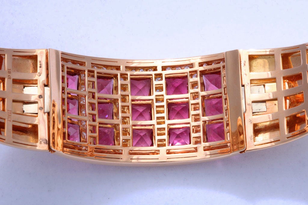 Rose Gold and Pink Tourmaline, Diamond Bracelet 5