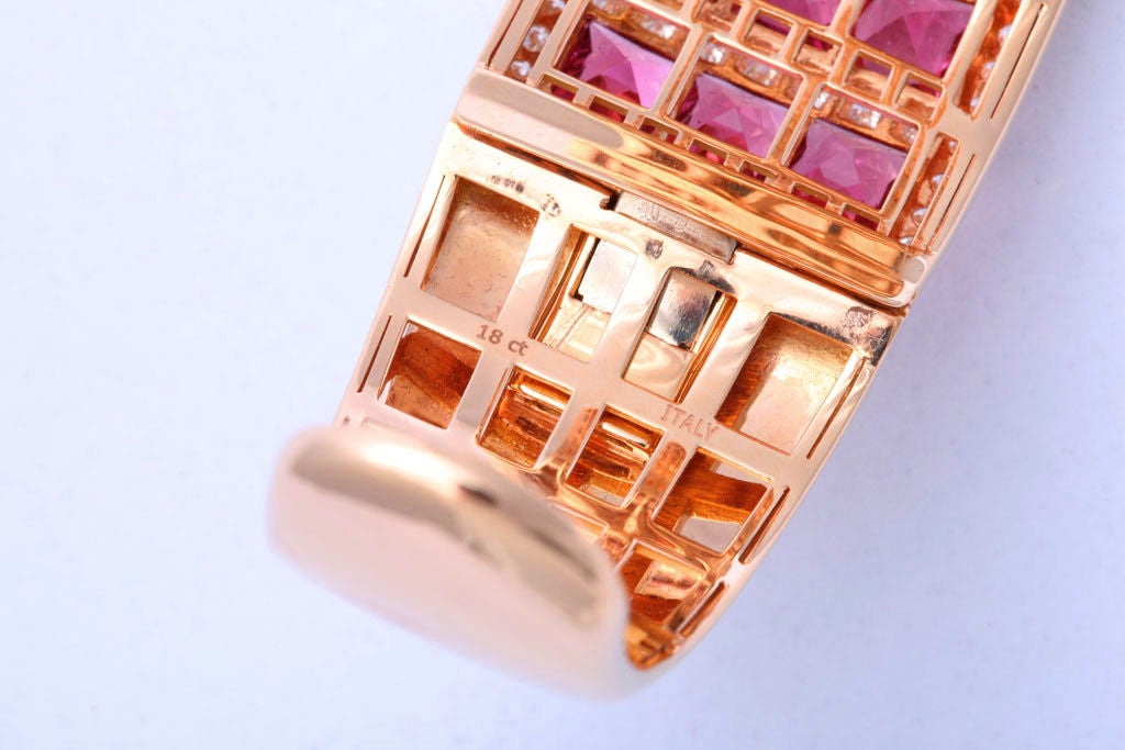 Rose Gold and Pink Tourmaline, Diamond Bracelet 6