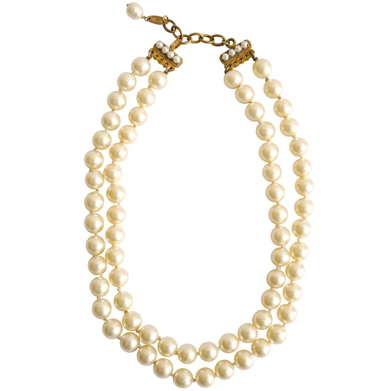 Chanel DoubleStrand Pearl Necklace at 1stdibs