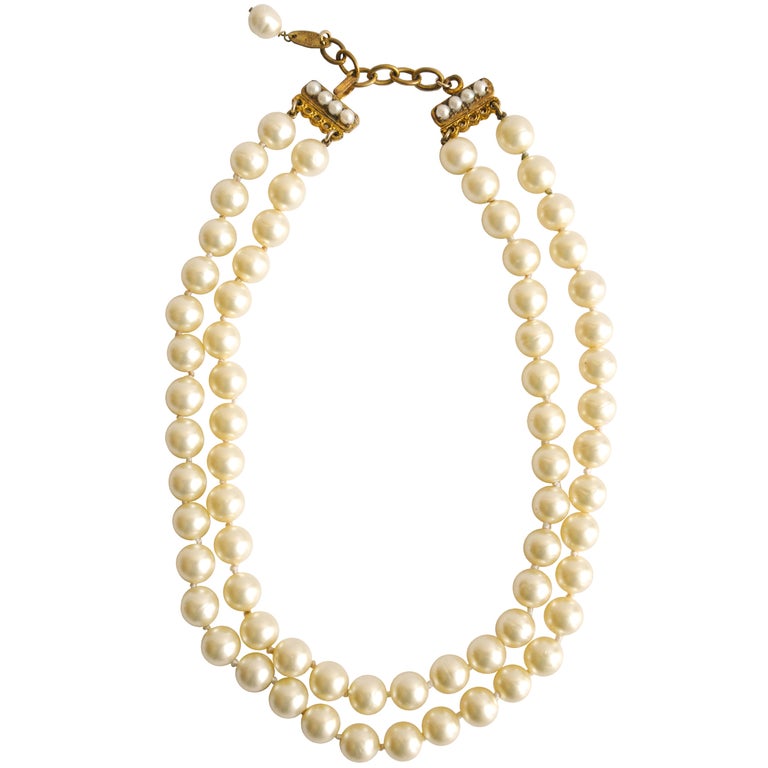 CHANEL, Jewelry, Chanel Double Strand Pearl Necklace