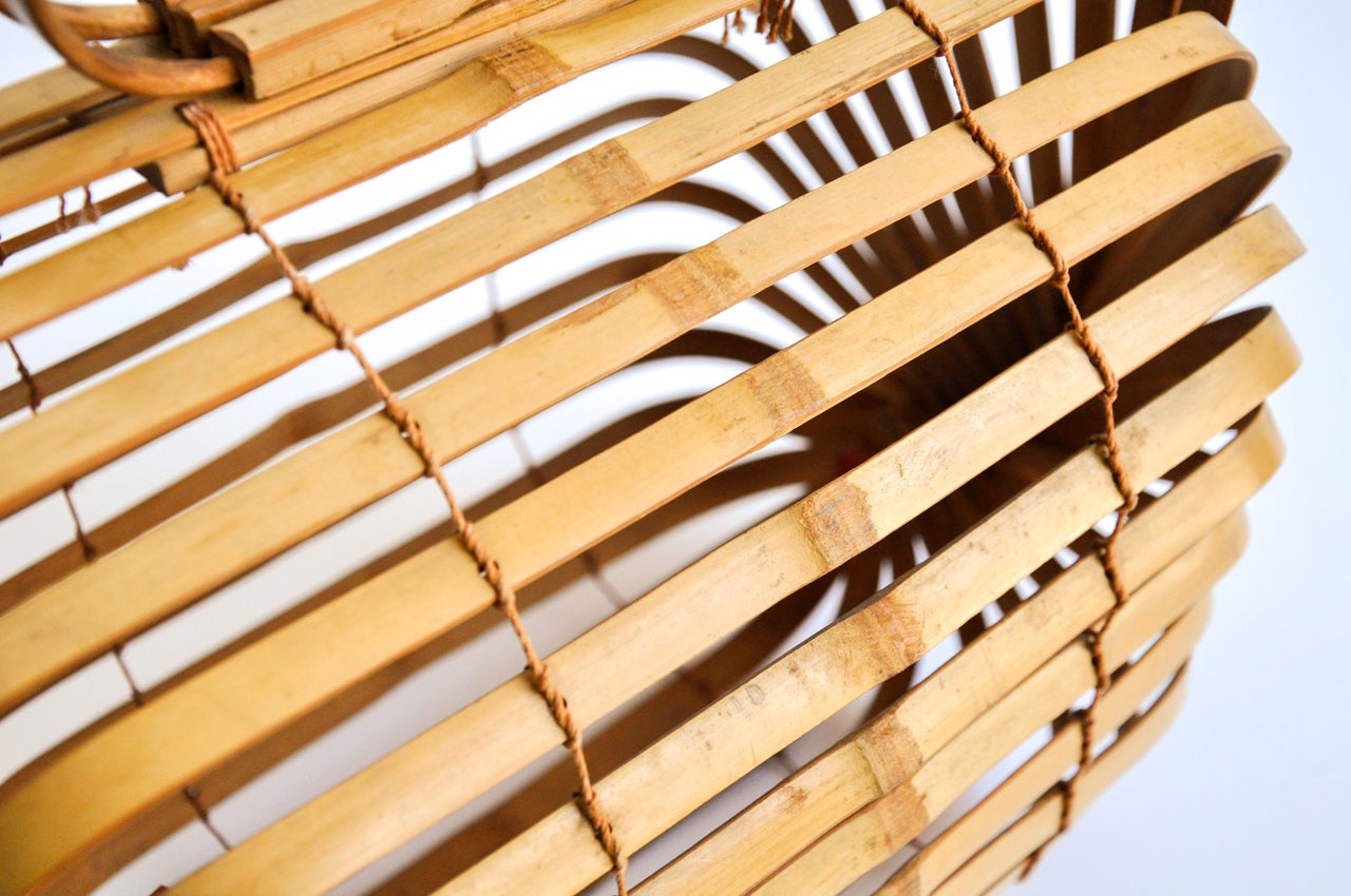 MidCentury Japanese Folding Bamboo Bag at 1stdibs
