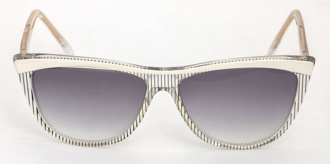 Gray Yves Saint Laurent Vintage Ysl Striped Sunglasses