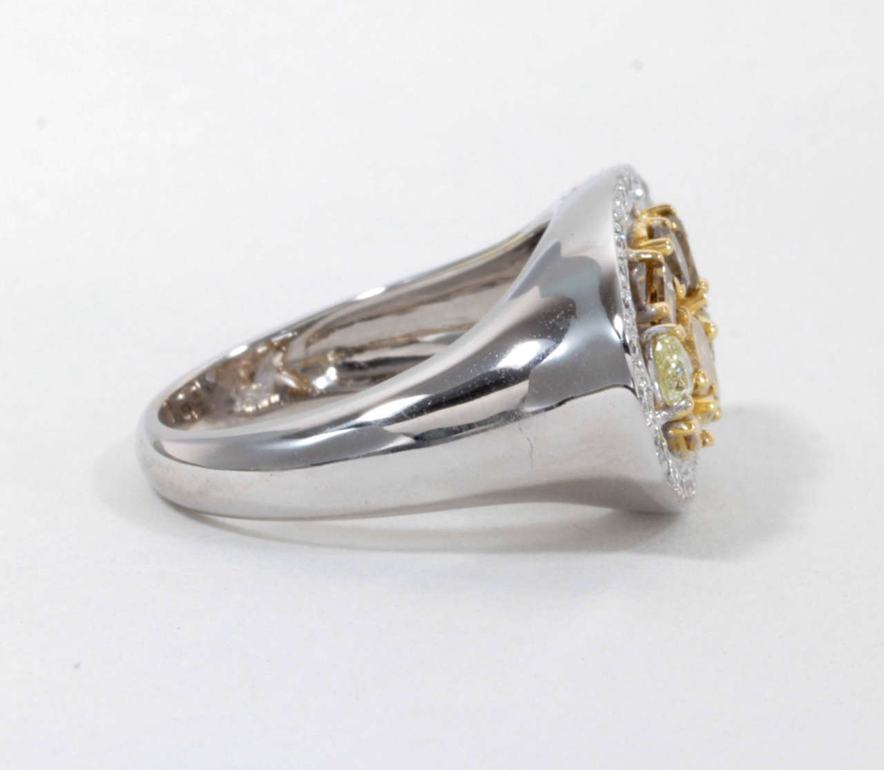Multishape Multicolored Diamond Gold Ring In New Condition For Sale In New York, NY