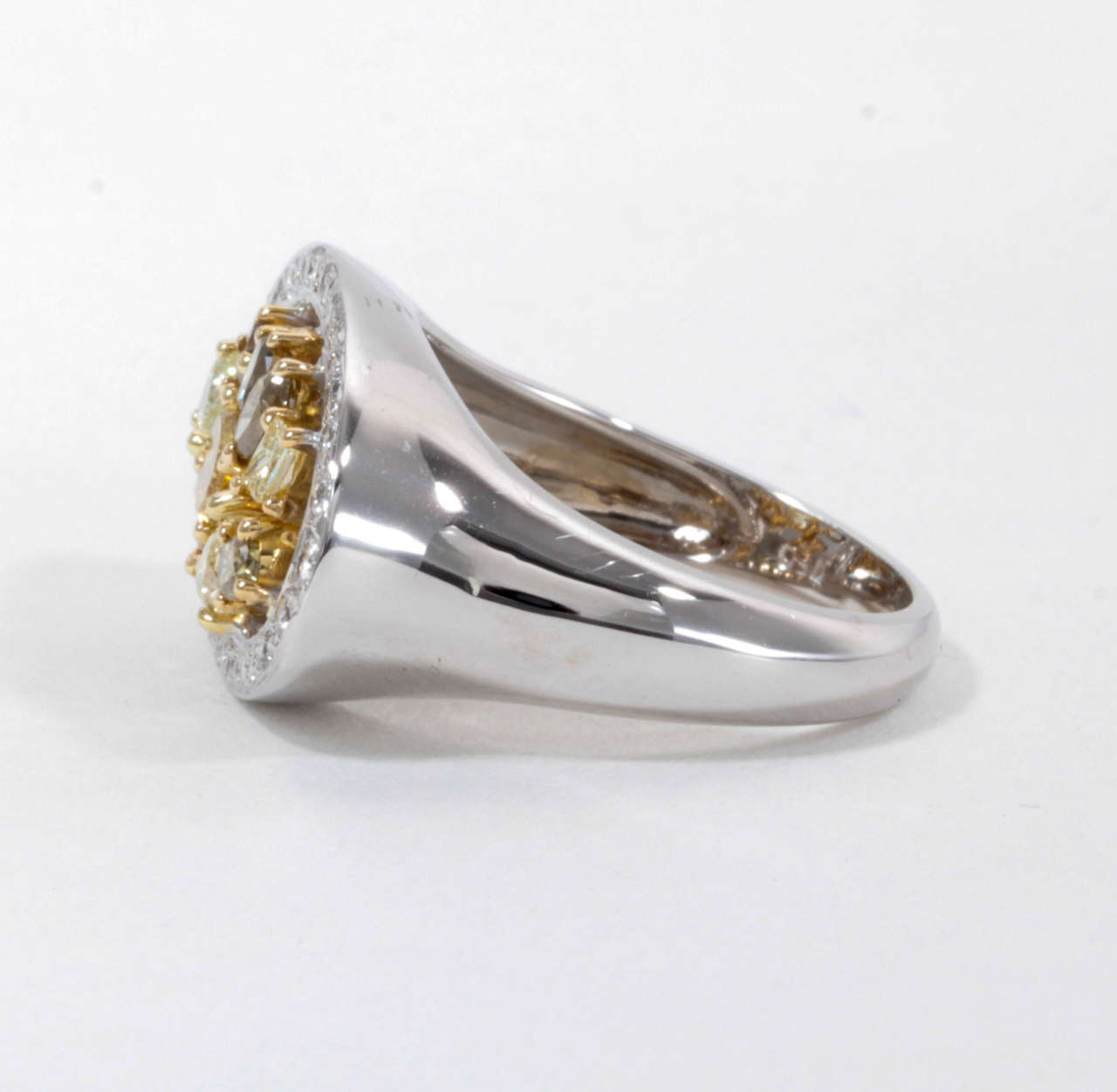 Multishape Multicolored Diamond Gold Ring For Sale 1