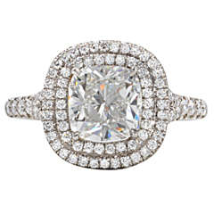 GIA Certified Cushion Cut Double Halo Diamond Engagement Ring 12